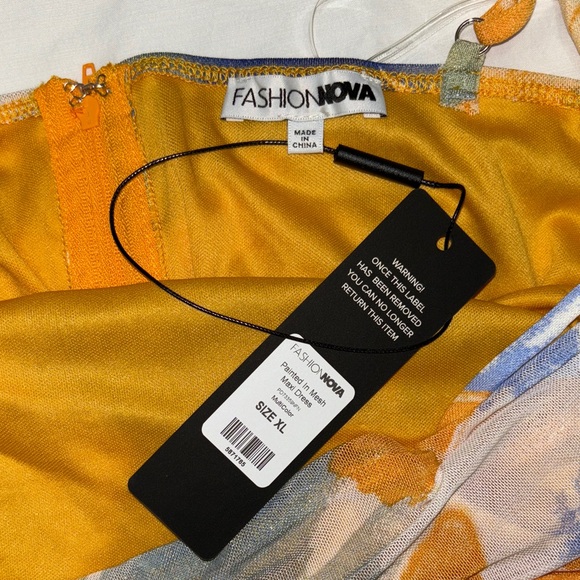 Fashion Nova Yellow and Blue Midi Dress - Picture 4 of 6